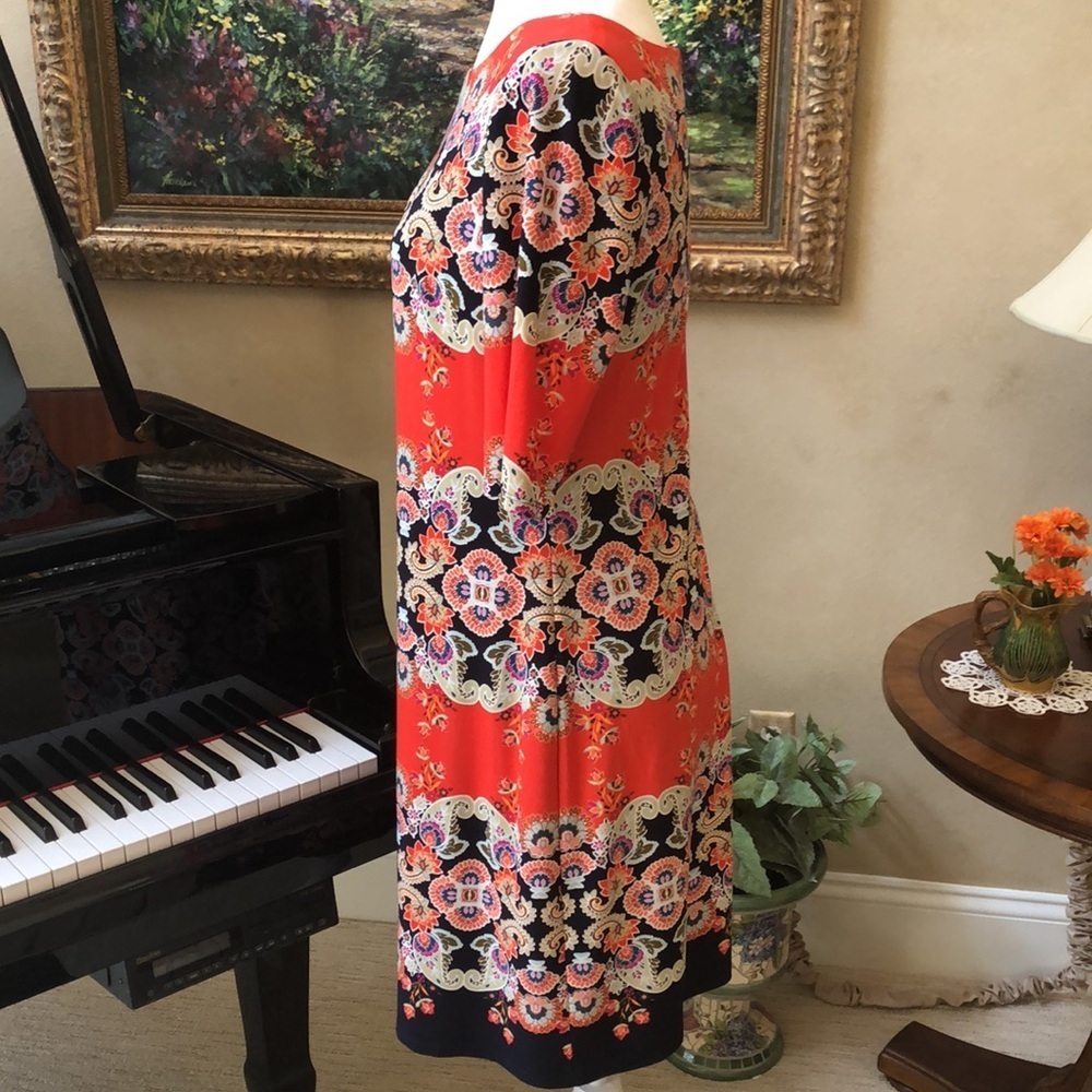 ELIZA J Floral Print Short Sleeve Dress Bateau Neckline Zip Back Women’s 8 NWOT - Picture 15 of 16